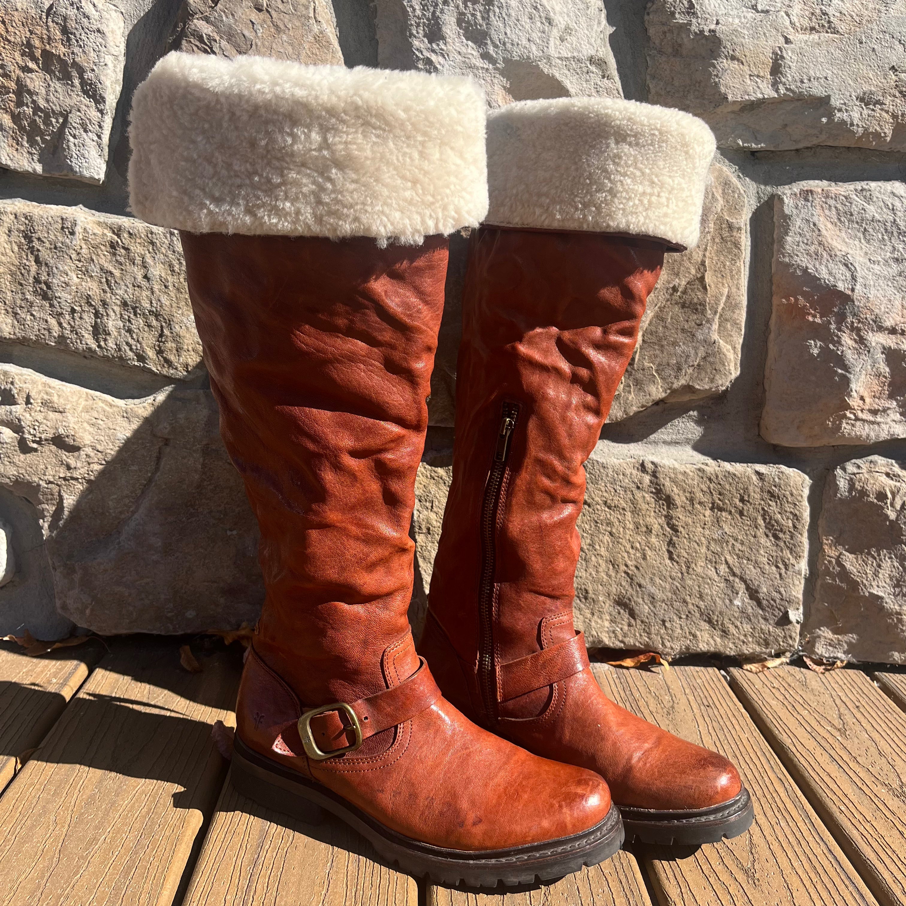 Frye 8 Fur Shearling Lined Boots