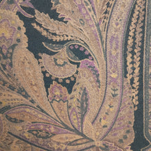 Load image into Gallery viewer, Luxurious Black and Brown Paisley-Print Reversible Cashmere Wrap Trimmed with Rex Fur
