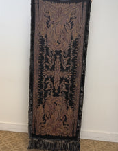 Load image into Gallery viewer, Luxurious Black and Brown Paisley-Print Reversible Cashmere Wrap Trimmed with Rex Fur
