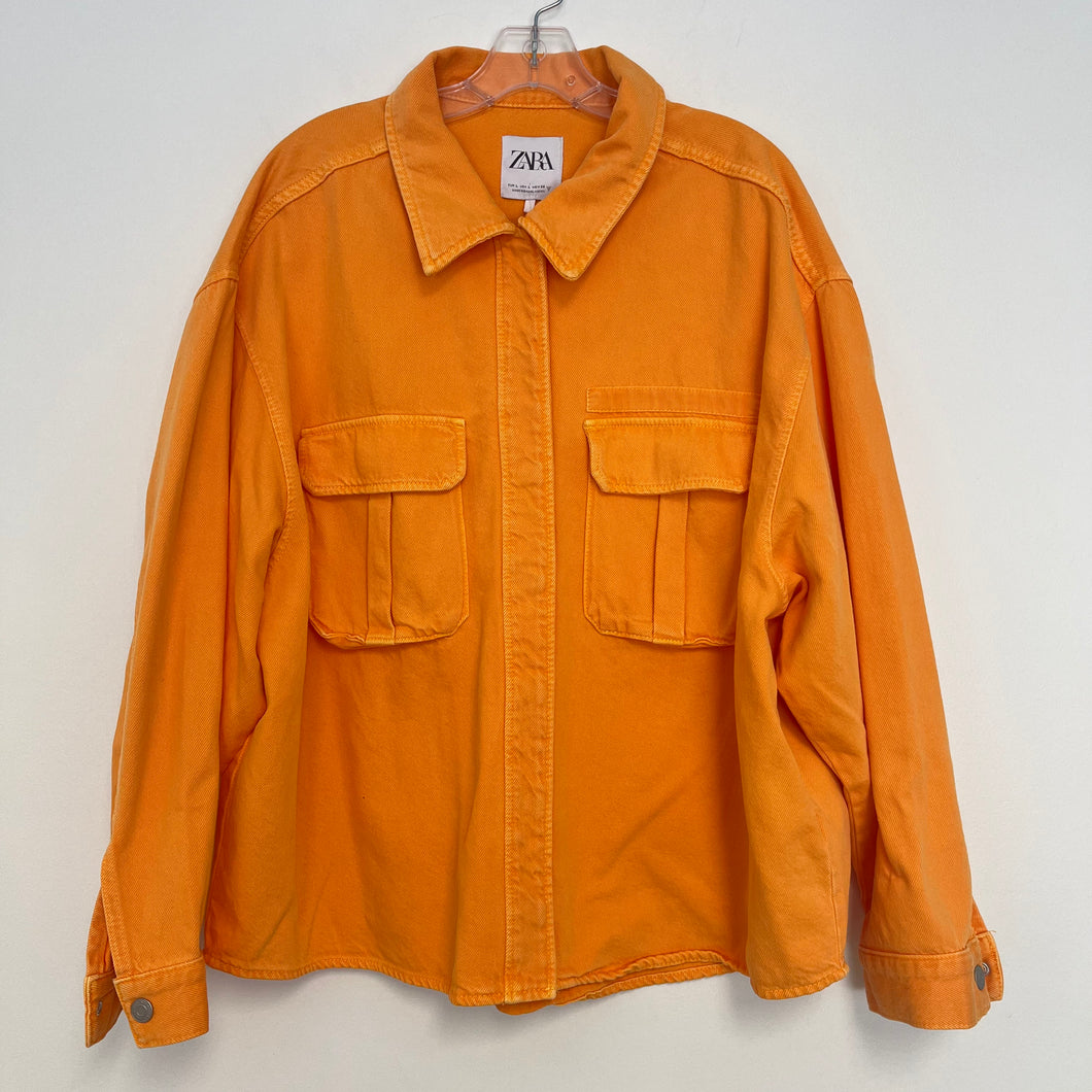 Zara Large Orange Denim Jacket