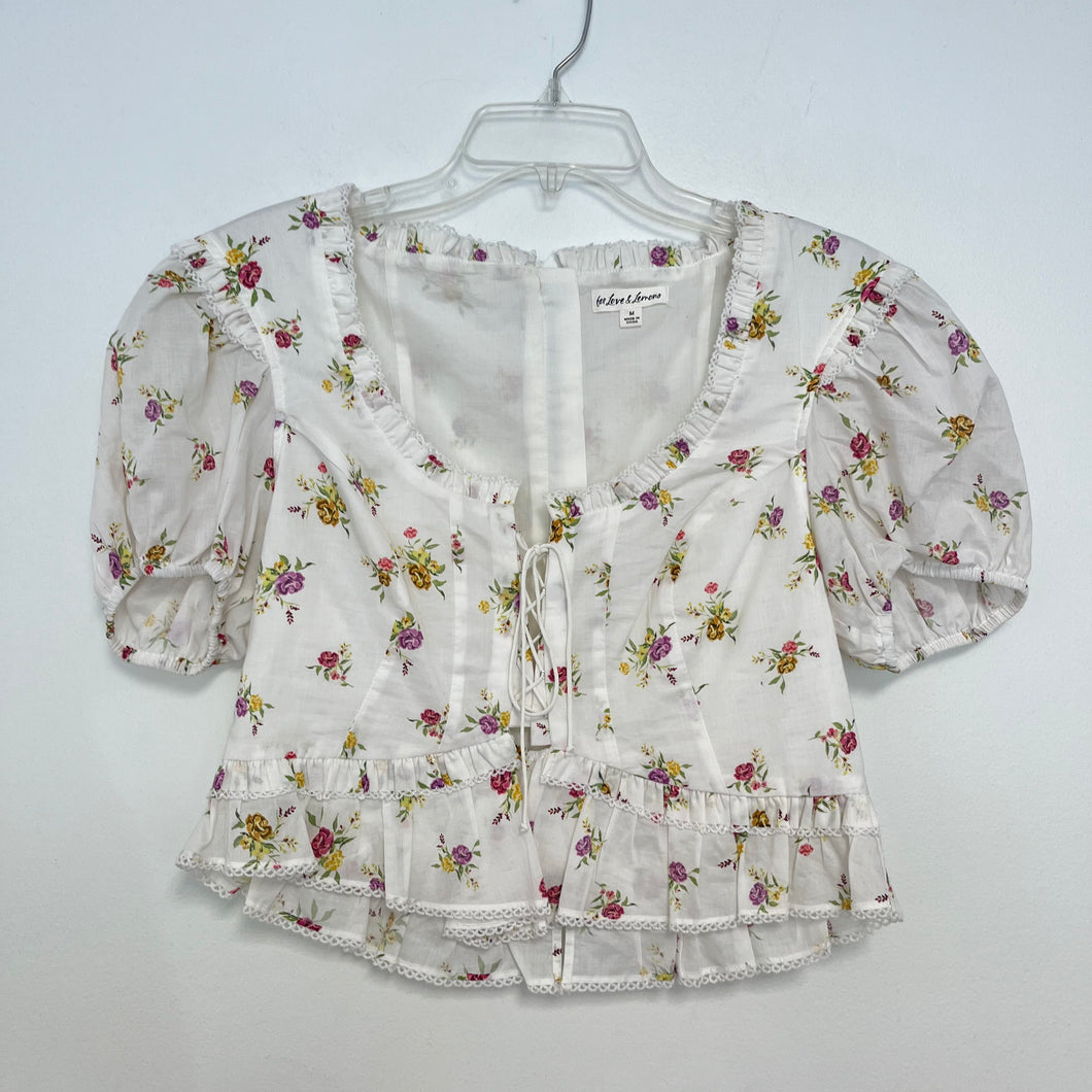 $130 For Love & Lemons Medium Floral Top Blouse