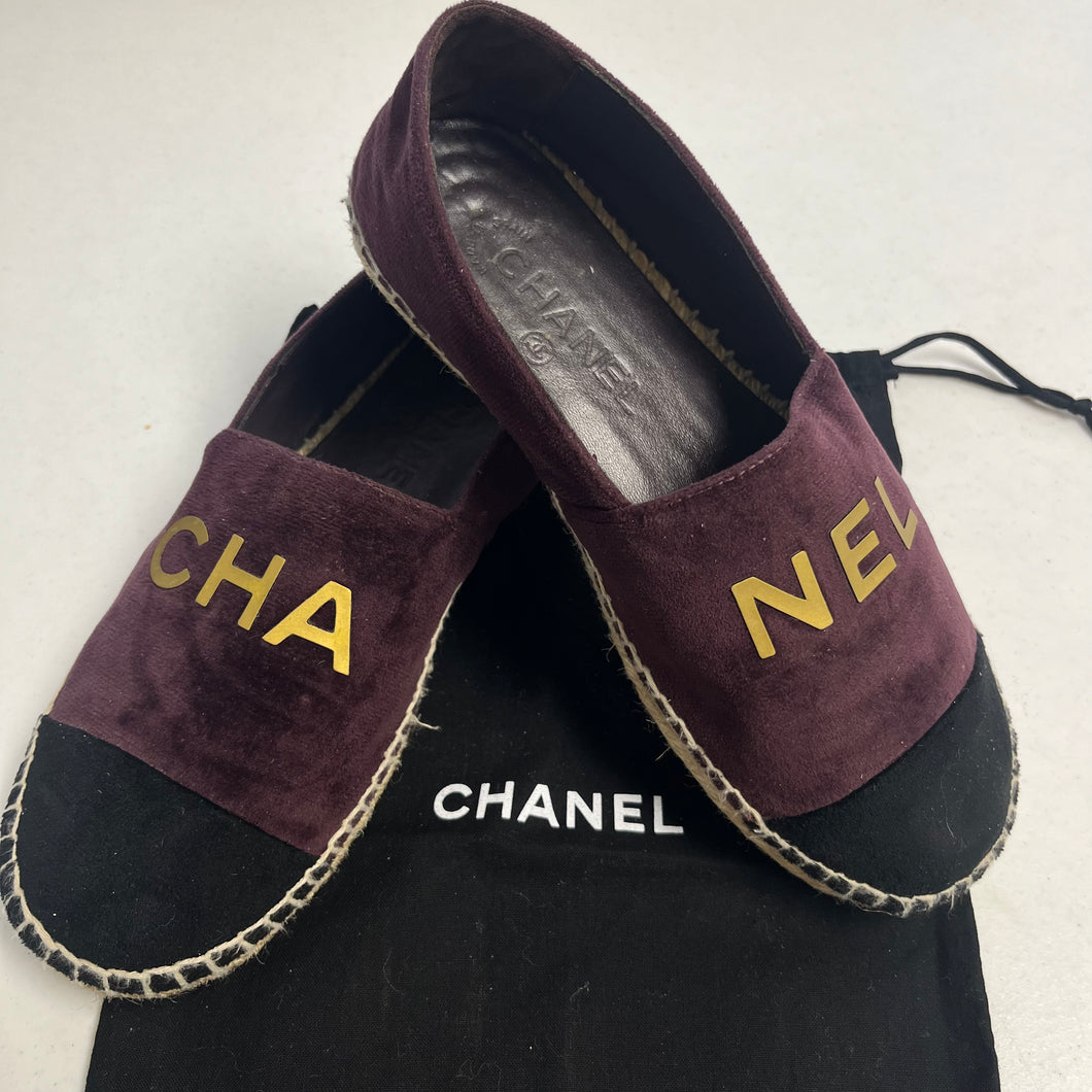 CHANEL 39 8/8.5 Velvet Espadrilles